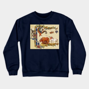 WEIRD MEDIEVAL BESTIARY, DRAGON,UNICORN ,RHINO AND KILLER RABBIT Crewneck Sweatshirt